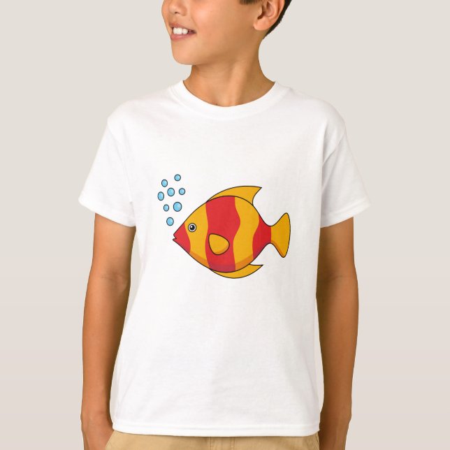 Röd Orange Tropisk Fisk  T Shirt (Framsida)