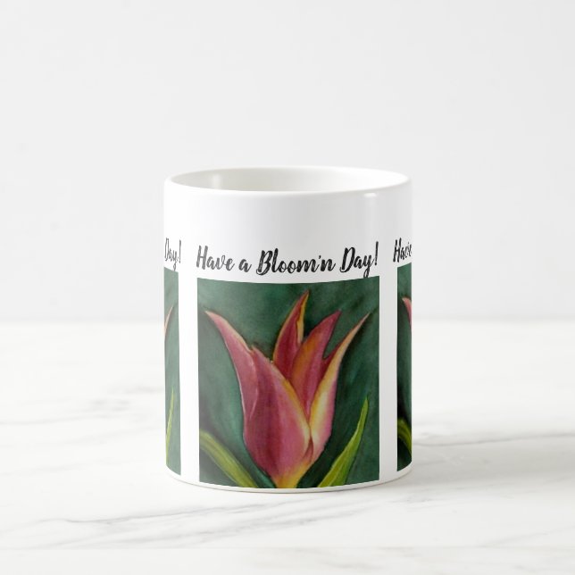 Röd Orange Tulip Watercolor Flower Kaffemugg (Center)