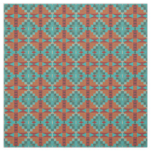 Röd Orange Turcos Teal Grönt Ethnic look Tyg