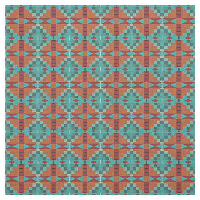 Röd Orange Turcos Teal Grönt Ethnic look Tyg (Provkarta)