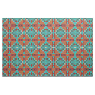 Röd Orange Turcos Teal Grönt Ethnic look Tyg
