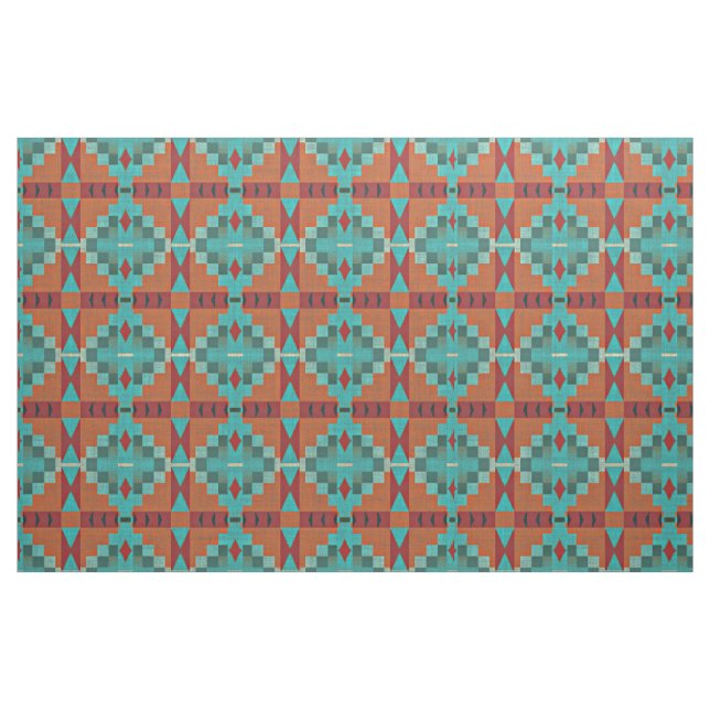 Röd Orange Turcos Teal Grönt Ethnic look Tyg (Fat Quarter)