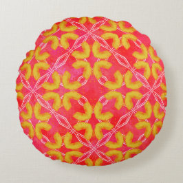 Röd, Orange, vit Hipster Mönster Round Pillow Rund Kudde