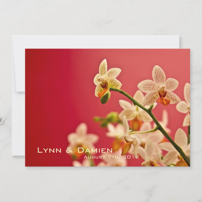 Röd Orchid ・ Bröllopsinbjudning Inbjudningar (Framsida)
