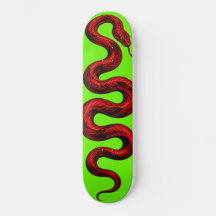 Röd Orm Neon Grön Skateboard — Djärva Färgglada