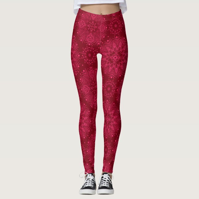 Röd ornament leggings (Framsida)