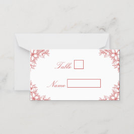 Röd Ornate Blommigt Bröllop-platskort Placeringskort