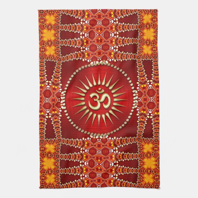 Röd Östra OM Meditation Yoga Home Decor Kökshandduk (Vertikal)