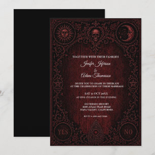Röd Ouija-bräda gotisk bröllopsinbjudan Inbjudningar
