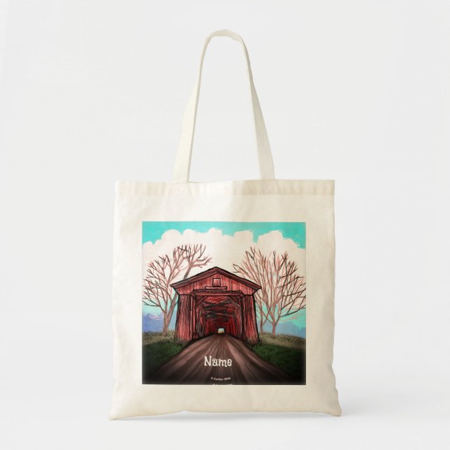 Röd Överbyggd Bro Totebag Tygkasse (Framsidan)