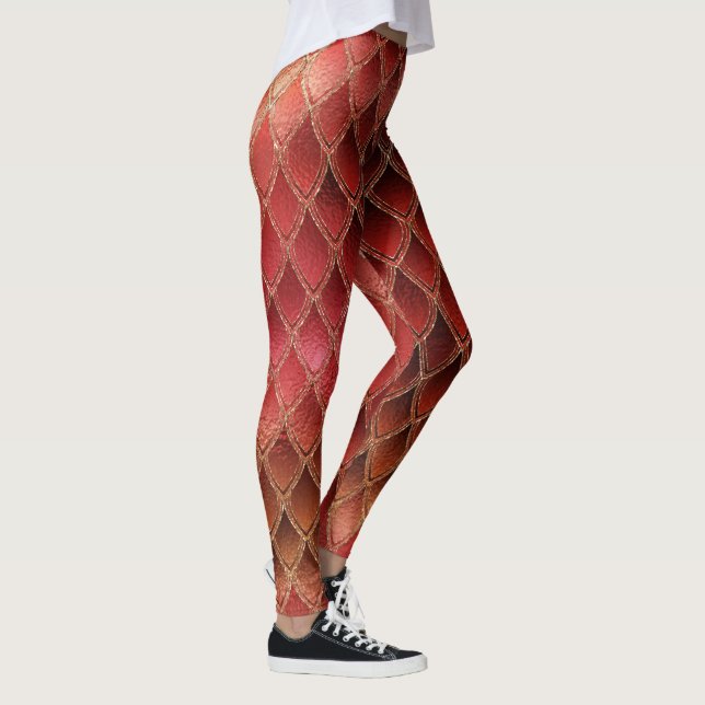 Röd övertoning Dragon Scales Leggings (Höger)