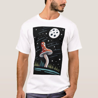 Röd på Black Mushroom för vita bakgrunder) T Shirt