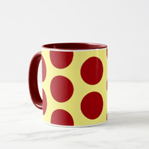 Röd på Gult Polka Dot Art Mugg Kopp