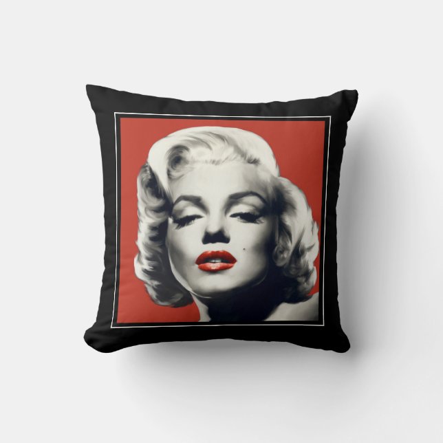 Röd på Red Läppar Marilyn Kudde (Framsida)