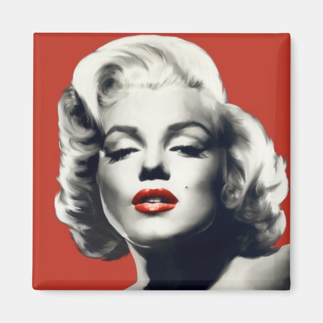 Röd på Red Läppar Marilyn Magnet (Framsidan)