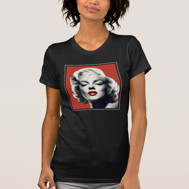 Röd på Red Läppar Marilyn Tee Shirt (Framsida)