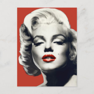 Röd på Red Läppar Marilyn Vykort