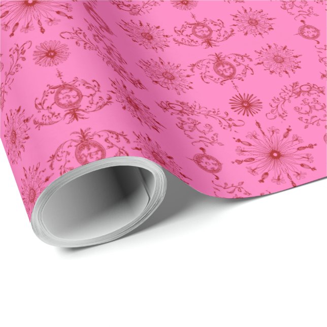 Röd på rosa motiv presentpapper (Rullad Hörn)