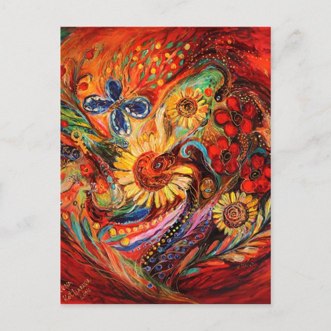 Röd på rött vykort (Framsida)