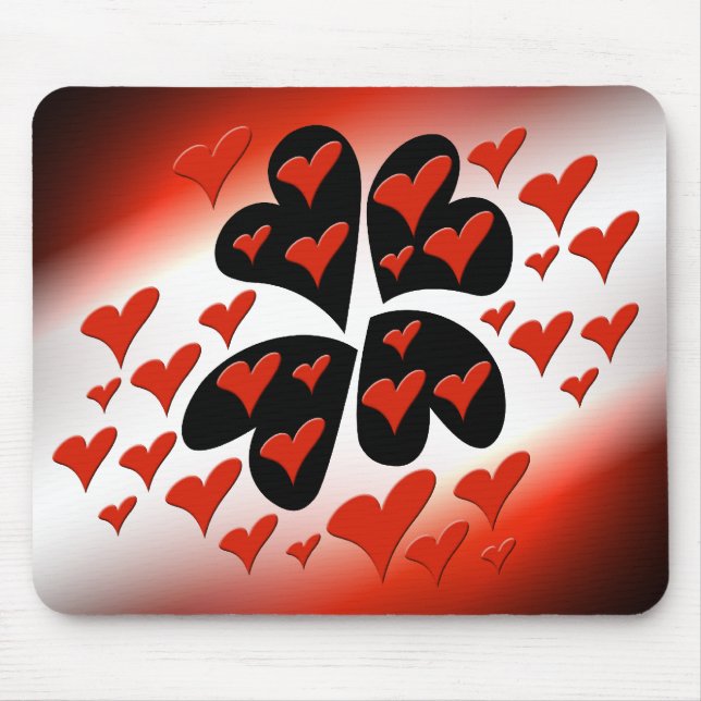 Röd på svarta hörn musmatta (Framsidan)