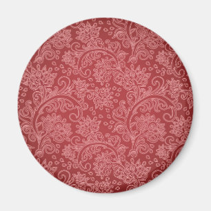 Röd Paisley Damask Designer Blommig Vintage Klassi Magnet