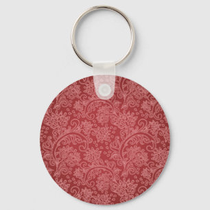Röd Paisley Damask Designer Blommig Vintage Klassi Nyckelring