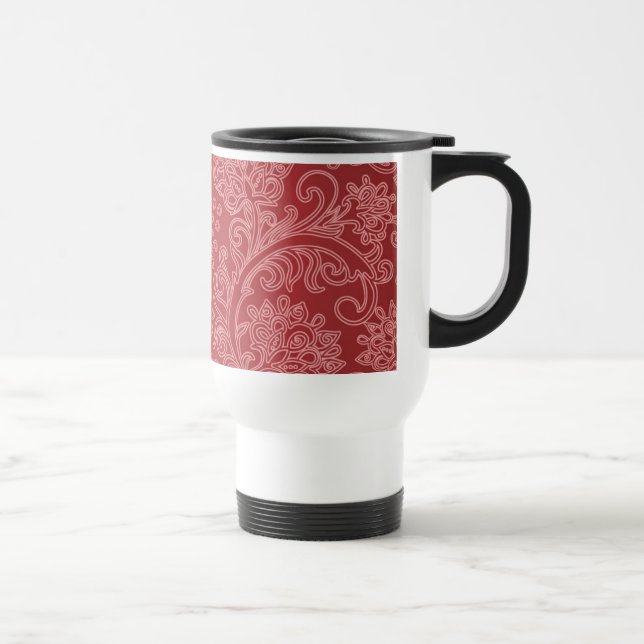 Röd Paisley Damask Designer Blommig Vintage Klassi Resemugg (Höger)