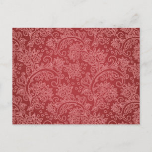 Röd Paisley Damask Designer Blommig Vintage Klassi Vykort