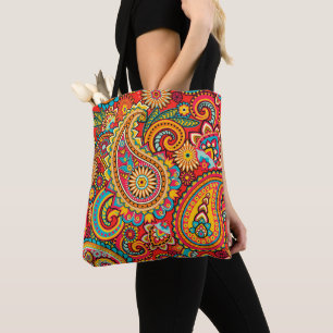 Röd Paisley designtoto Tygkasse
