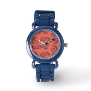 röd paisley mönster armbandsur
