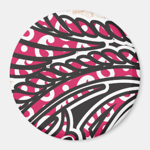 Röd paisleyrund magnet med djärv design