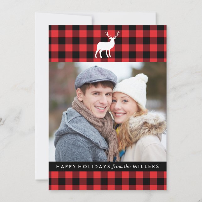 Röd pålägg och vit påse | Helgdag-fotokort Julkort (Framsida)