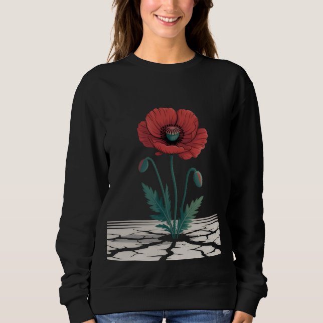 Röd Påminnelsens Vallmo Växande T-Shirt (Framsida)