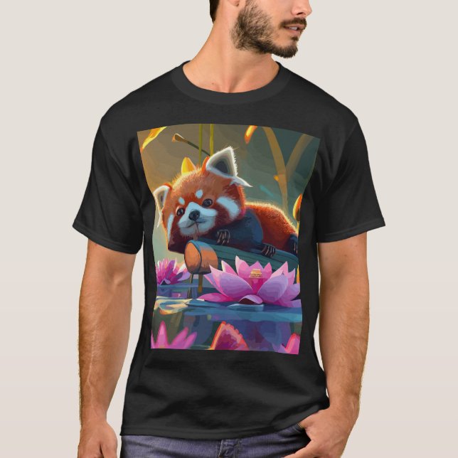 Röd pand som vid inloggning på lotus pond t shirt (Framsida)
