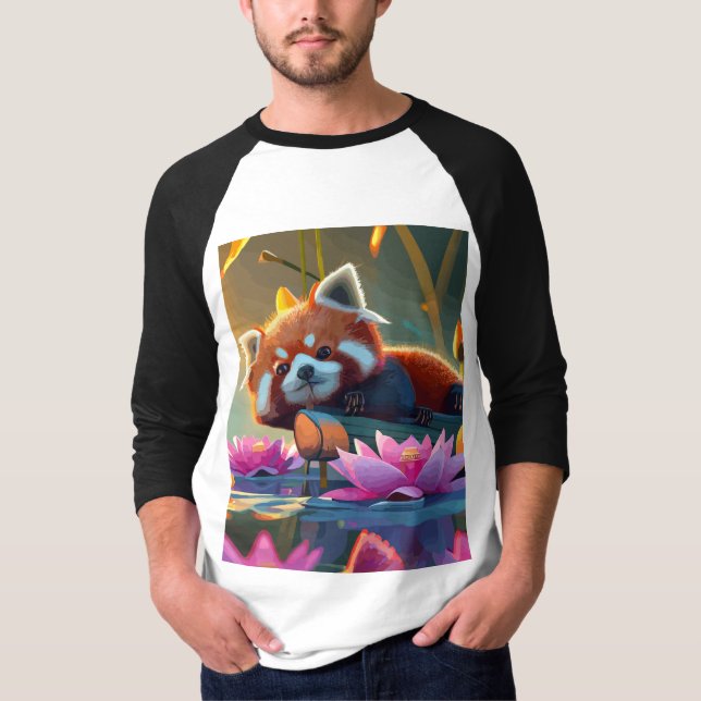 Röd pand som vid inloggning på lotus pond t shirt (Framsida)