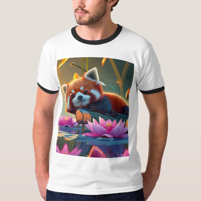Röd pand som vid inloggning på lotus pond t shirt (Framsida)