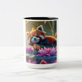 Röd pand som vid inloggning på lotus pond Två-Tonad mugg