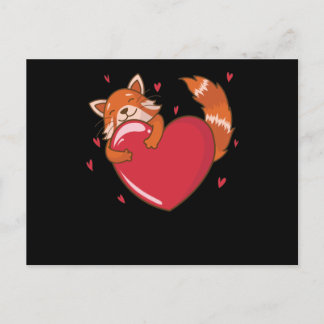 Röd panda är förälskad björkatt bambus vykort