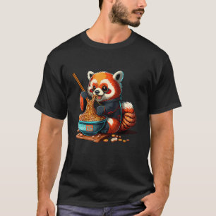 Röd Panda Äter Ra Otaku Japanska T Shirt