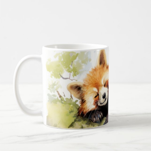 Röd panda-avslappning i Garden Animal Roligt Lyckl Kaffemugg (Vänster)