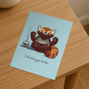 Röd Panda Bästa Yoga Läraren Tack Konstverk Vykort