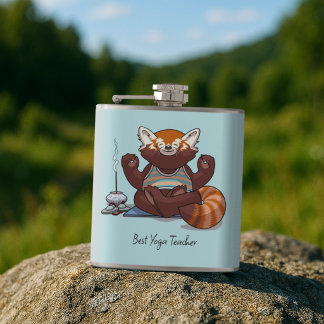 Röd Panda Bästa Yogalärare Present Djur Konstverk Fickplunta