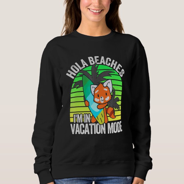 Röd panda Beach Vacation Mode Surfboard Summer Hol T Shirt (Framsida)