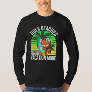 Röd panda Beach Vacation Mode Surfboard Summer Hol T Shirt