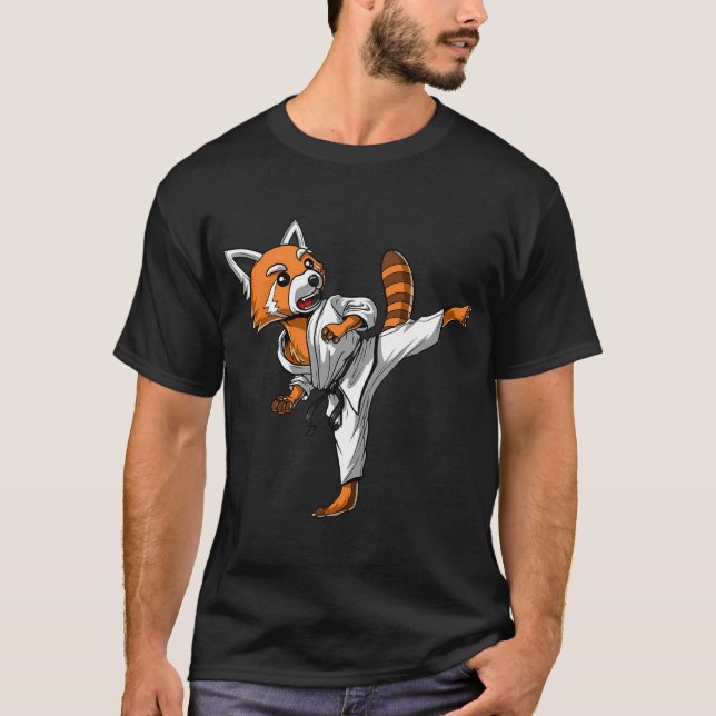 Röd Panda Björn Karate T Shirt (Framsida)