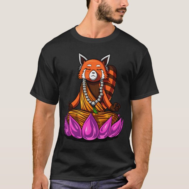 Röd Panda Björn Meditation T Shirt (Framsida)