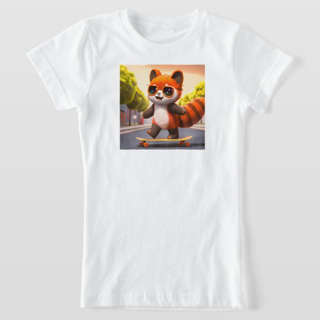 Röd Panda cyklar     T-Shirt (Laydown)