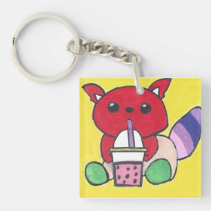 Röd Panda Dricker Boba