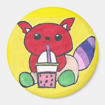 Röd Panda Dricker Boba