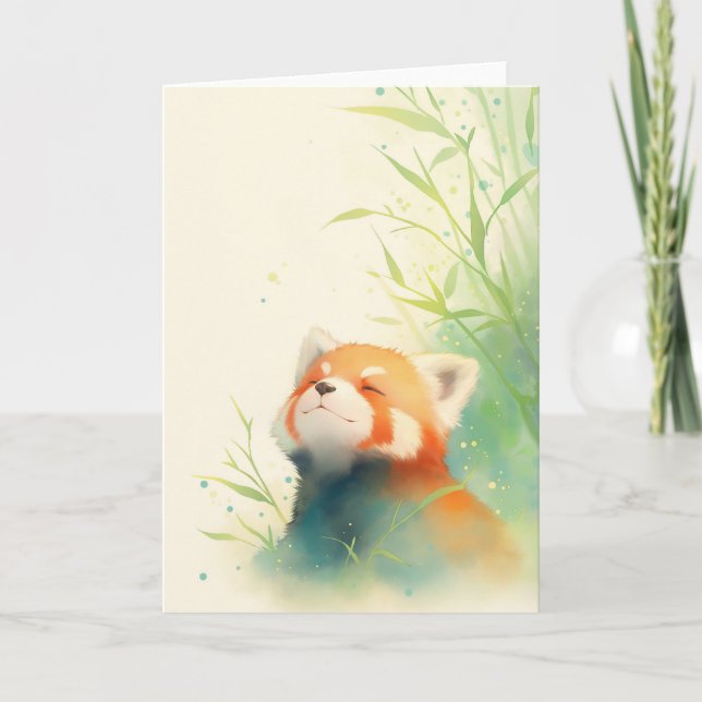 Röd Panda Fridfull Lycka Kort (Framsida)